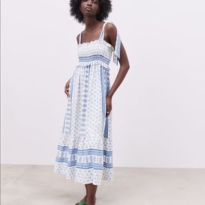 NWT Zara printed midi dress with straps